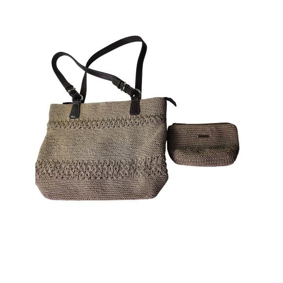 WORTHINGTON Beige Brown Woven Purse Shoulder Bag Grandma with Change Purse - Picture 1 of 15